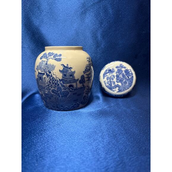 Vintage Blue and White Mason's Ironstone Tea Jar Willow Design - Picture 5 of 7